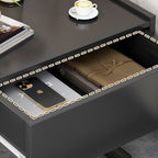 Mesita de noche colgante moderna, minimalista, rectangular, de hierro y madera contrachapada, con 1 cajón, para dormitorio