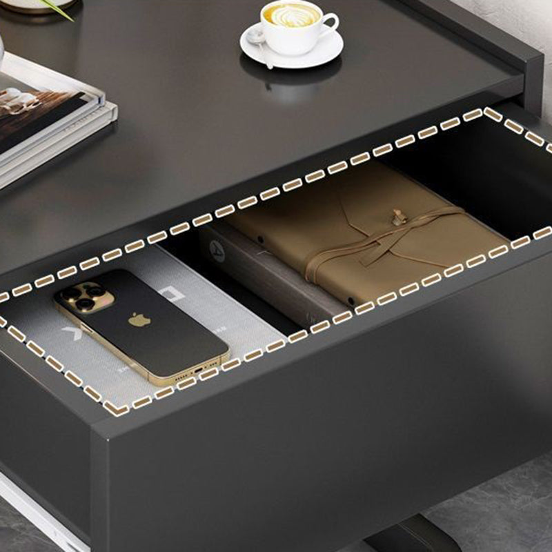 Mesita de noche colgante moderna, minimalista, rectangular, de hierro y madera contrachapada, con 1 cajón, para dormitorio