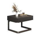 Mesita de noche colgante moderna, minimalista, rectangular, de hierro y madera contrachapada, con 1 cajón, para dormitorio