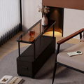 Mesita auxiliar movible con 1 cajón para dormitorio, rectangular, ultraestrecha, moderna y minimalista, con tablero de partículas de metal y vidrio templado