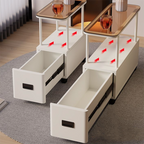 Mesita auxiliar movible con 1 cajón para dormitorio, rectangular, ultraestrecha, moderna y minimalista, con tablero de partículas de metal y vidrio templado