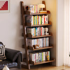 Modern Minimalist Trapezoid Rubberwood Solid Wood Sandwich Panel Floor-Standing Bookshelf 4/5-Shelf For Study