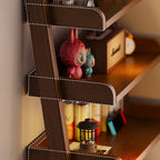 Modern Minimalist Trapezoid Rubberwood Solid Wood Sandwich Panel Floor-Standing Bookshelf 4/5-Shelf For Study
