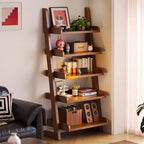 Modern Minimalist Trapezoid Rubberwood Solid Wood Sandwich Panel Floor-Standing Bookshelf 4/5-Shelf For Study