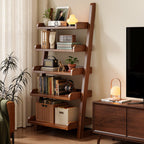 Modern Minimalist Trapezoid Rubberwood Solid Wood Sandwich Panel Floor-Standing Bookshelf 4/5-Shelf For Study