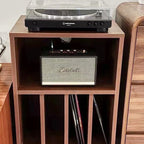 Modern Minimalist Rectangular Particle Board Metal Vinyl Record Storage Cabinet 2-Tier For Living Room