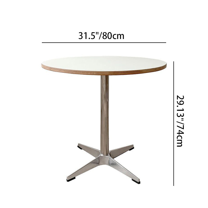 Mesa de comedor redonda moderna minimalista de madera contrachapada, acero inoxidable y aluminio, de 1 nivel, para comedor y cocina