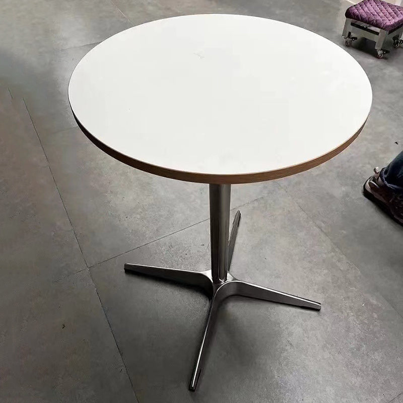 Modern Minimalist Plywood Stainless Steel Aluminum Round Dining Table 1-Tier For Dining Room & Kitchen