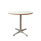 Mesa de comedor redonda moderna minimalista de madera contrachapada, acero inoxidable y aluminio, de 1 nivel, para comedor y cocina
