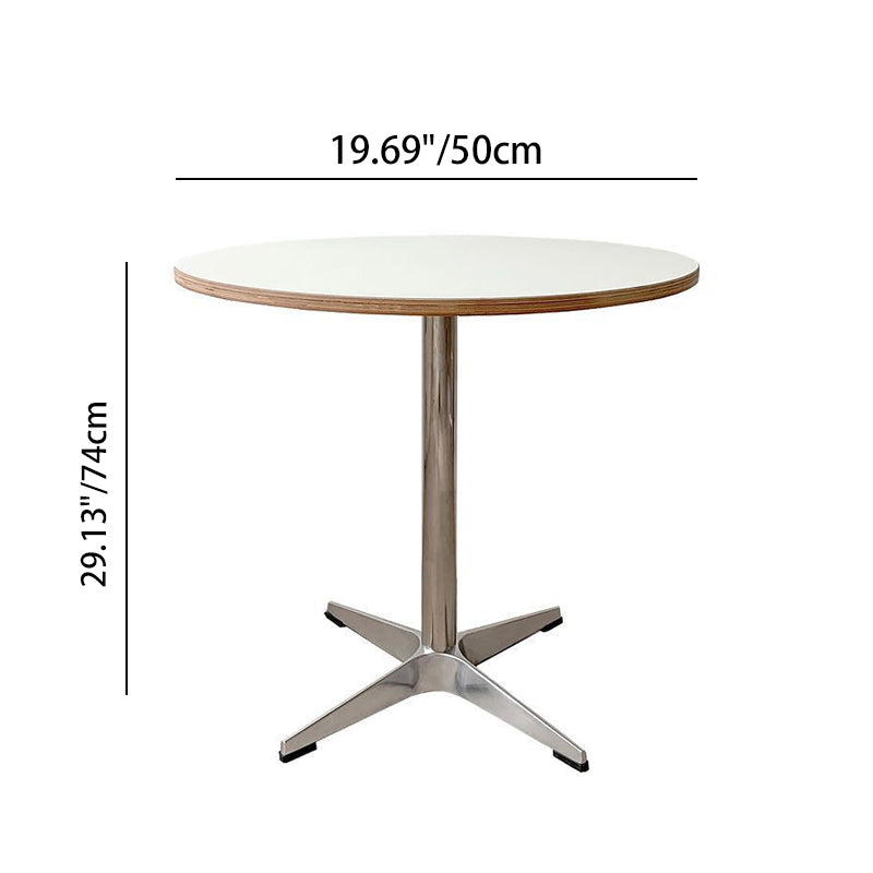 Mesa de comedor redonda moderna minimalista de madera contrachapada, acero inoxidable y aluminio, de 1 nivel, para comedor y cocina