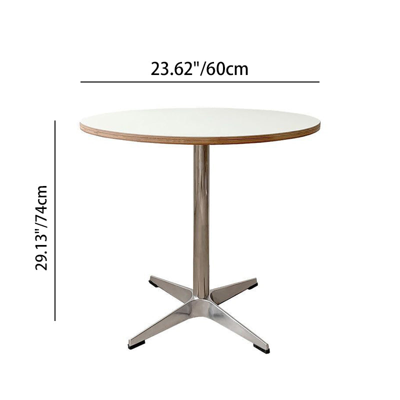 Mesa de comedor redonda moderna minimalista de madera contrachapada, acero inoxidable y aluminio, de 1 nivel, para comedor y cocina