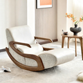 Timeless Retro Lounge Chair — Sturdy Genuine Leather Backrest & Armrests, Perfect Bedroom Accent