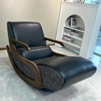 Timeless Retro Lounge Chair — Sturdy Genuine Leather Backrest & Armrests, Perfect Bedroom Accent