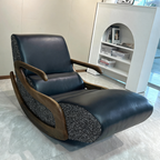 Timeless Retro Lounge Chair — Sturdy Genuine Leather Backrest & Armrests, Perfect Bedroom Accent