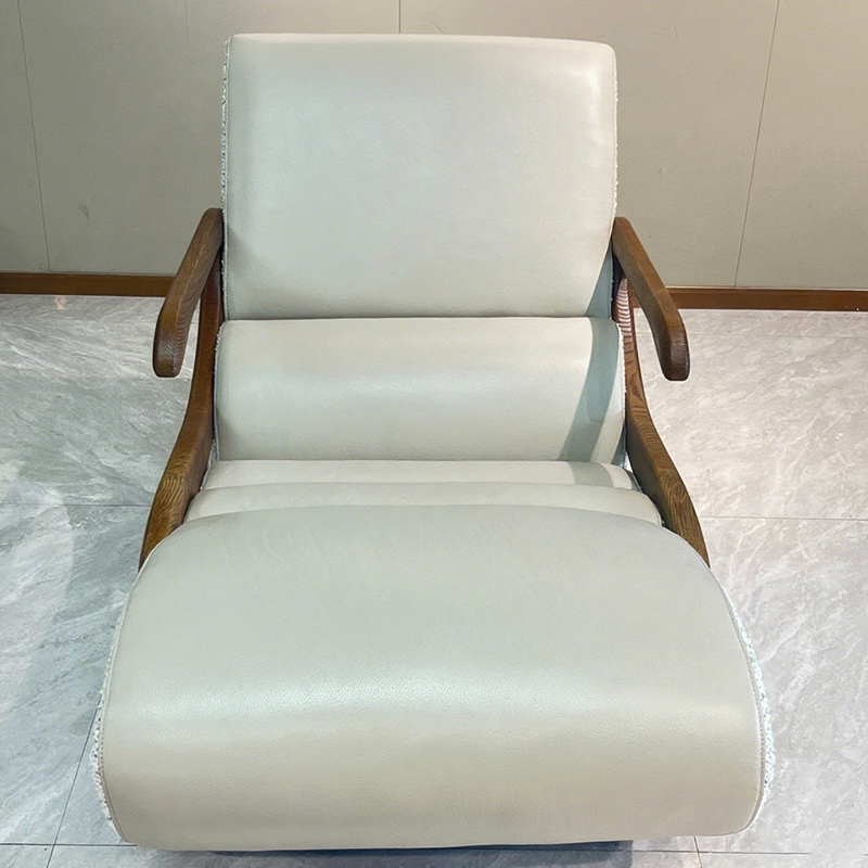 Timeless Retro Lounge Chair — Sturdy Genuine Leather Backrest & Armrests, Perfect Bedroom Accent