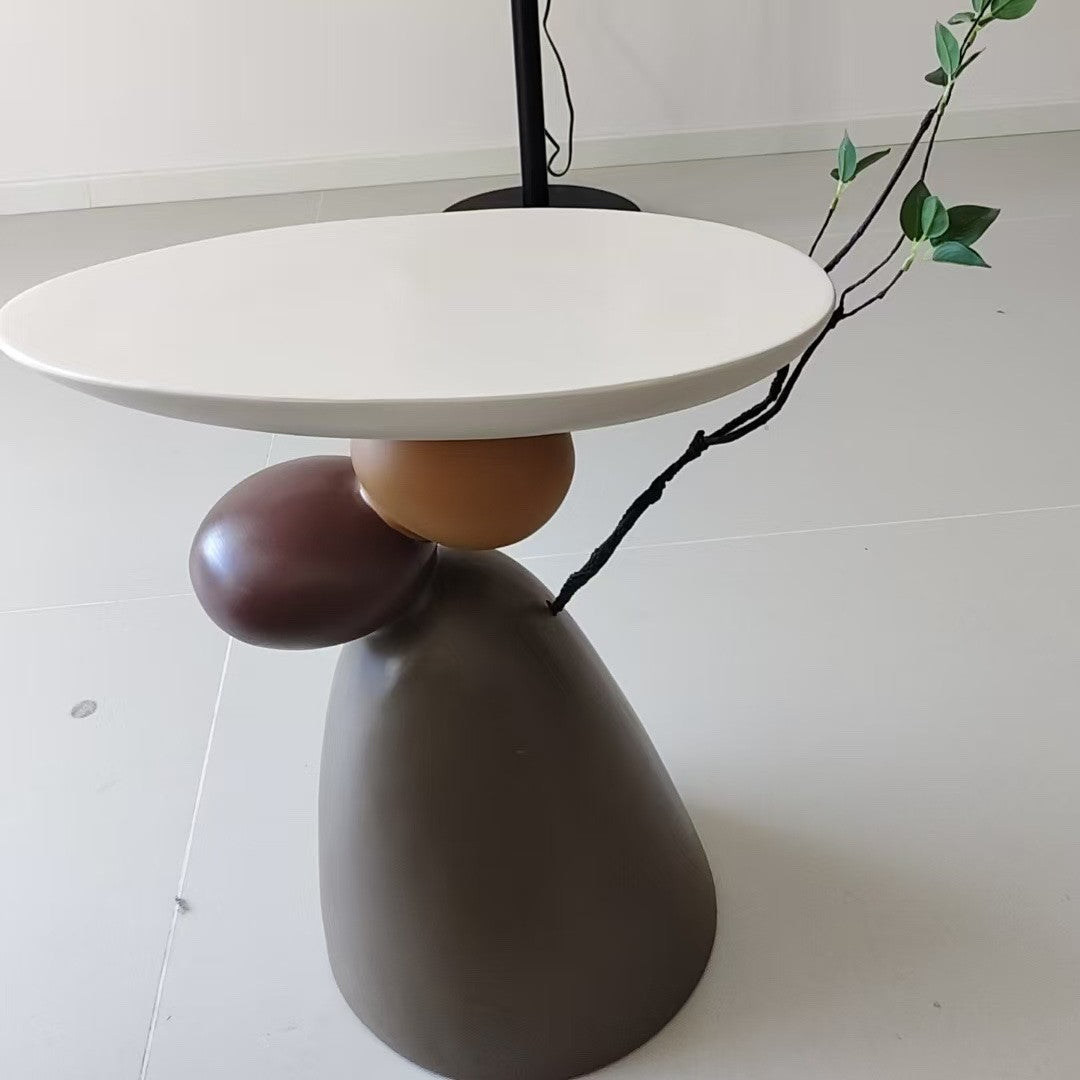 Contemporary Creative Round Elliptical Branch Slab Resin End Table For Bedroom
