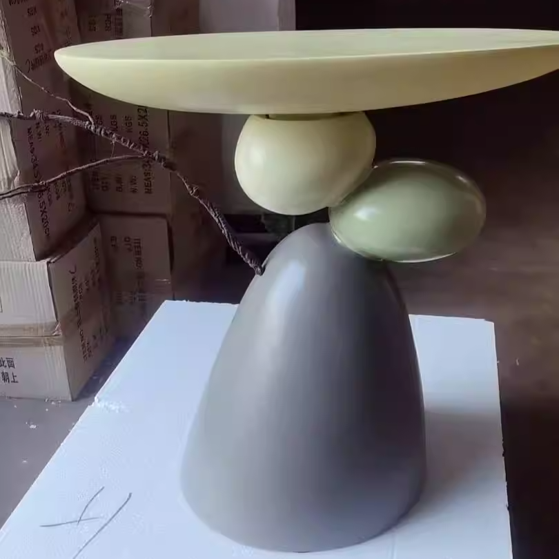 Contemporary Creative Round Elliptical Branch Slab Resin End Table For Bedroom