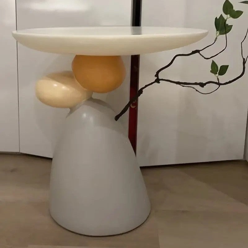 Contemporary Creative Round Elliptical Branch Slab Resin End Table For Bedroom
