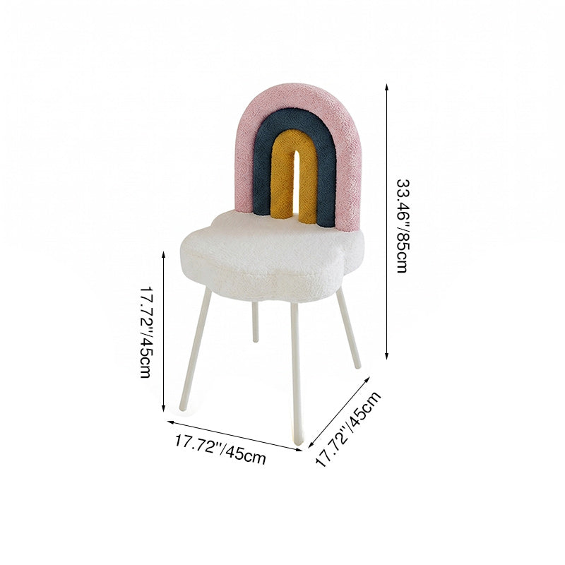 Contemporary Creative Rainbow Sherpa Fabric Iron Vanity Stool Backrest Armless For Bedroom