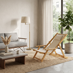 Sleek Modern Minimalist Rectangular Bamboo Oxford Fabric Foldable Recliner with Backrest and Armrests for Living Room