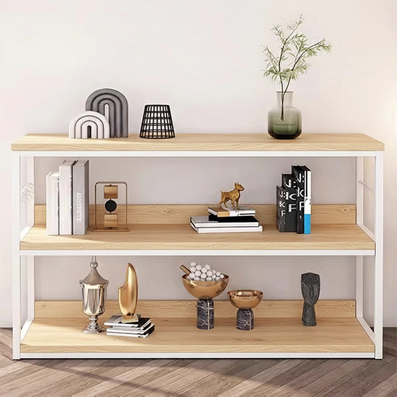 Modern Minimalist Rectangular Particleboard Iron Display Rack 3-Tier For Living Room