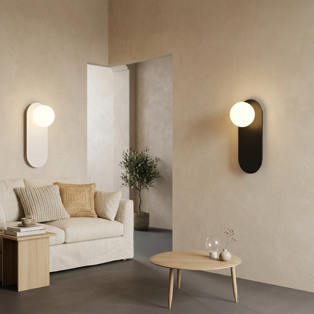 Nordic Minimalist Oval LED Wall Light Fixture Modern Glass Globe Sconce for Hallway Living Room Staircase Reading Decor Wholesale