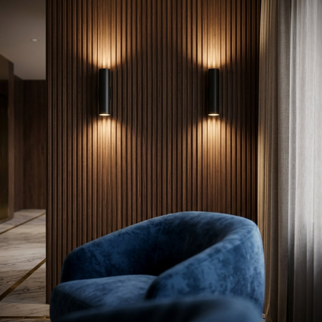 Architectural LED Cylinder Wall Sconce Up Down Light for Boutique Hotel Corridor Hospitality Lighting Wholesale