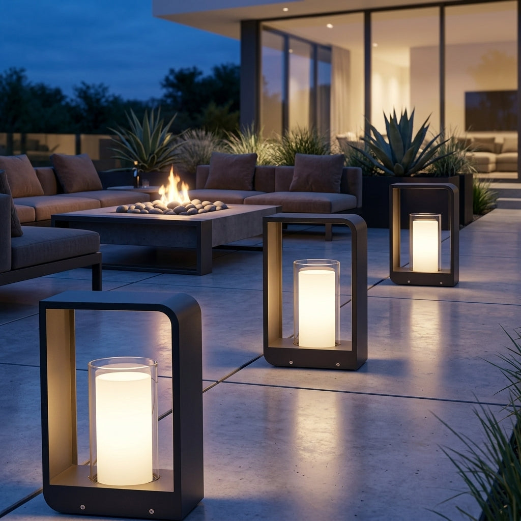 Architectural Hardwired LED Bollard Light Modern Waterproof Landscape Fixture for Luxury Patio and Driveway...
