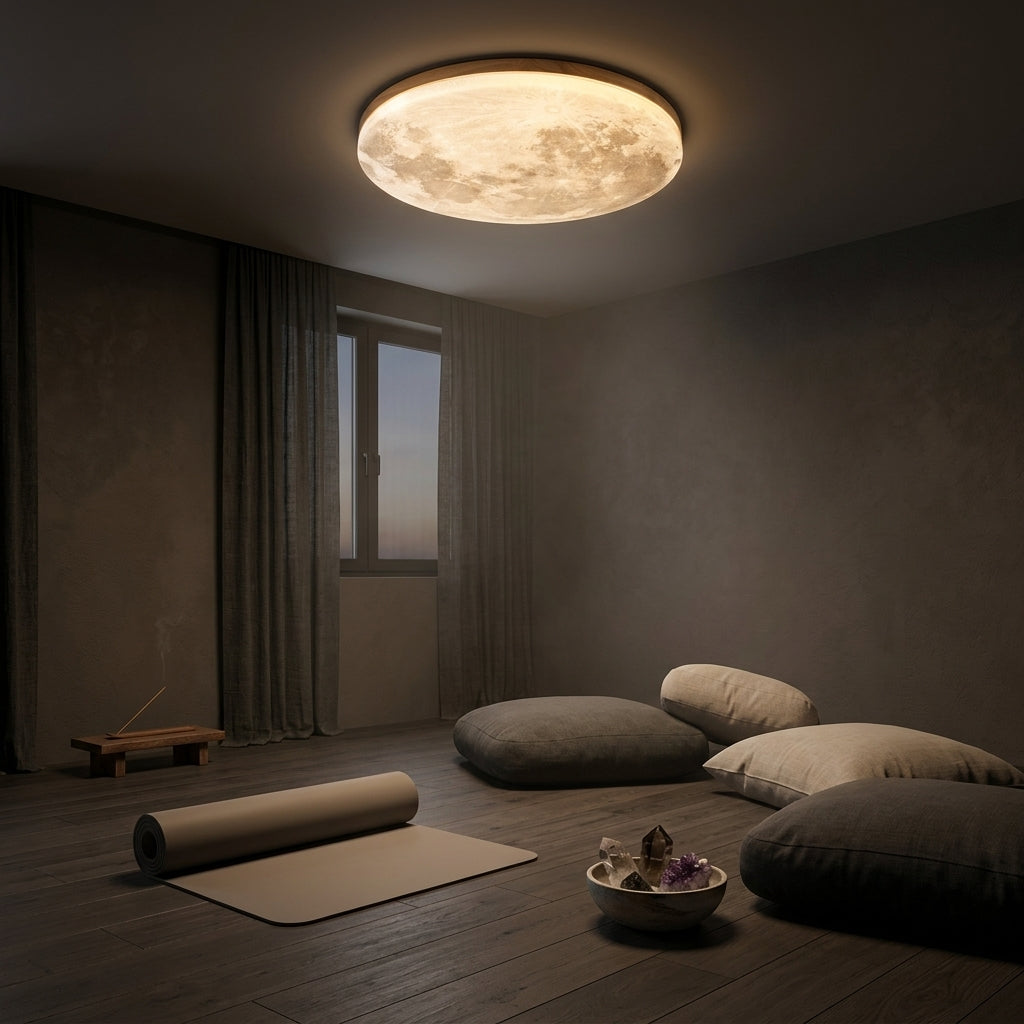 Celestial Moon Ceiling Light Dimmable Zen Lamp for Yoga Studio, Meditation Room and Living Room