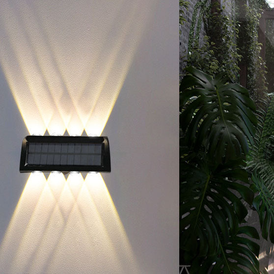 Modern Solar Up and Down Wall Sconce Waterproof Multi-Beam LED Outdoor Light for Garden and Fence