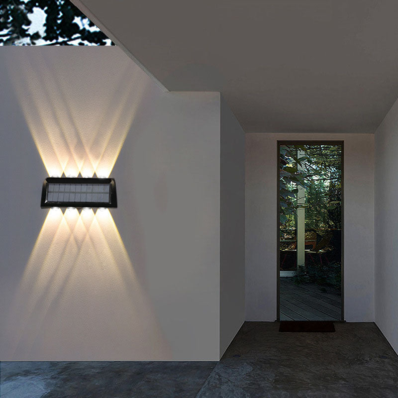 Modern Solar Up and Down Wall Sconce Waterproof Multi-Beam LED Outdoor Light for Garden and Fence