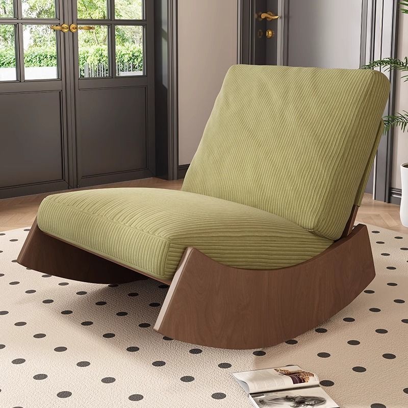 Contemporary Nordic-Style Square Corduroy Upholstered Wood Recliner with Footrest and Backrest for Living Room