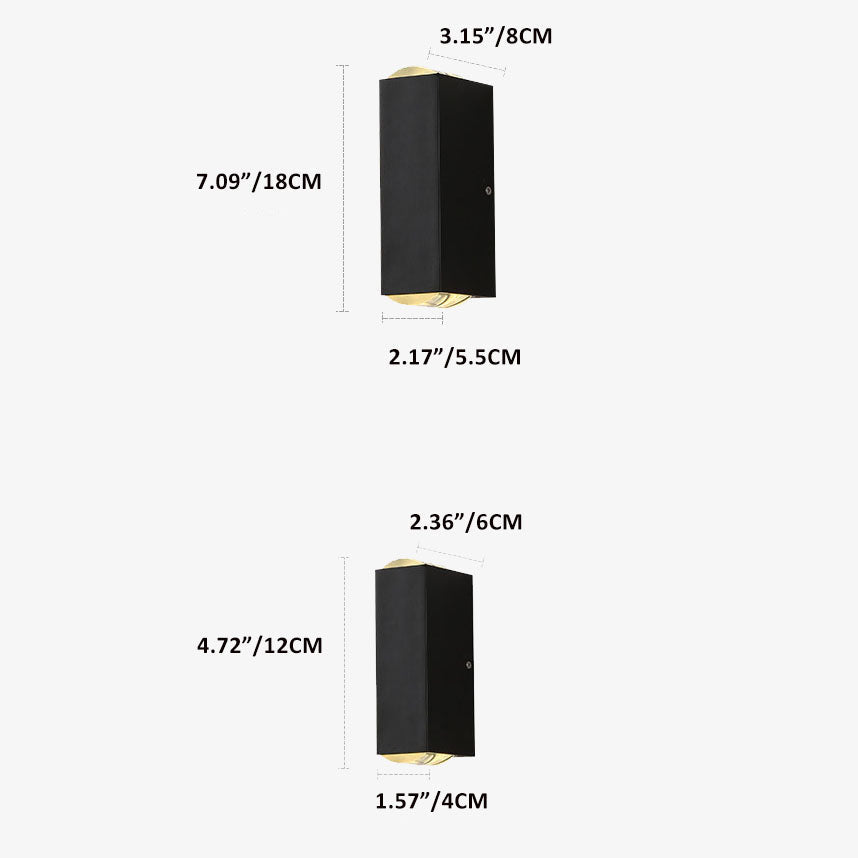 Modern Minimalist Aluminum Rectangular LED Outdoor Wall Sconce Light Fixture Waterproof IP65 for Patio Porch Garden Front Door Commercial Wholesale