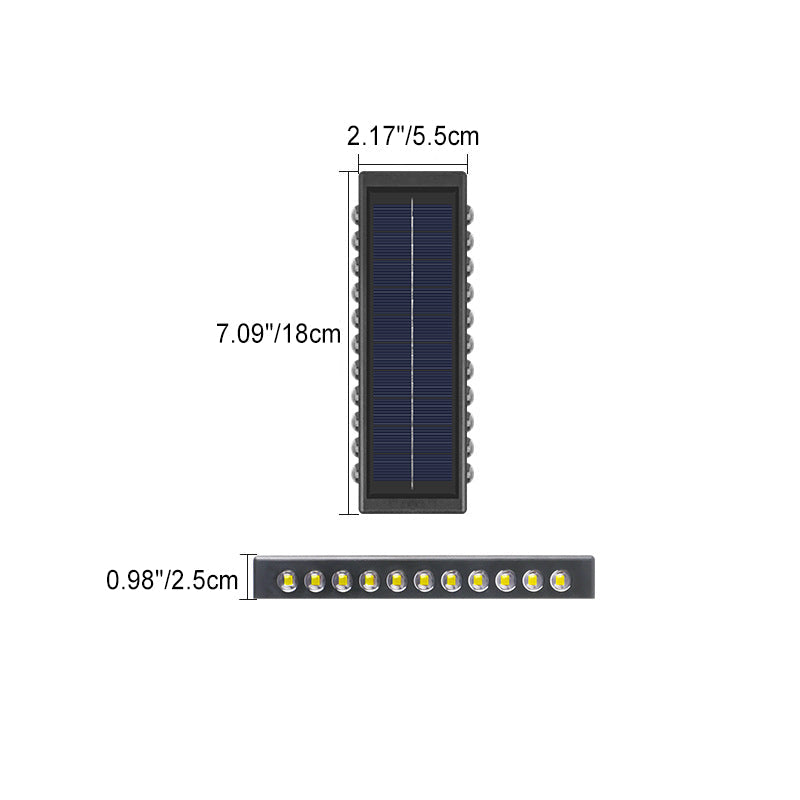 Lámpara de pared LED rectangular, impermeable, solar, de ABS y PVC, de diseño moderno y simple, para patio exterior
