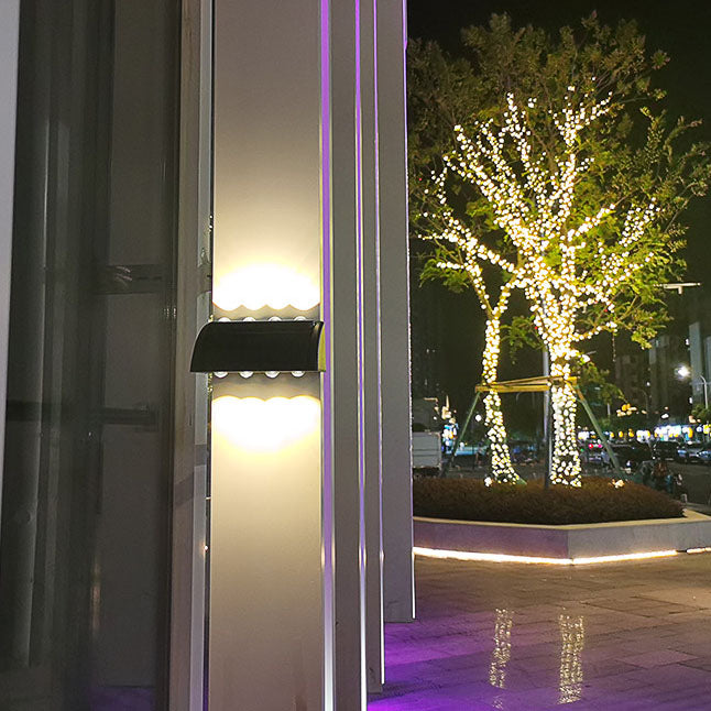 Modern Solar Up and Down Wall Sconce Waterproof Multi-Beam LED Outdoor Light for Garden and Fence