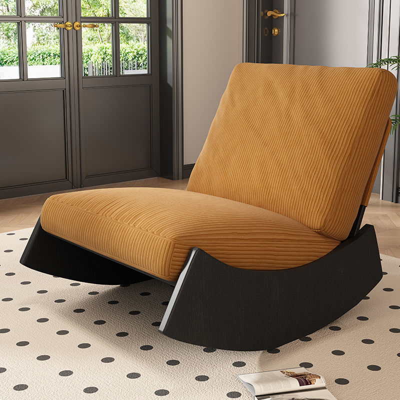 Contemporary Nordic-Style Square Corduroy Upholstered Wood Recliner with Footrest and Backrest for Living Room