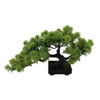 Lifelike Faux Pine Bonsai Tree in Black Pot Cascading Zen Artificial Plant for Home Office Desk and Shelf Decor