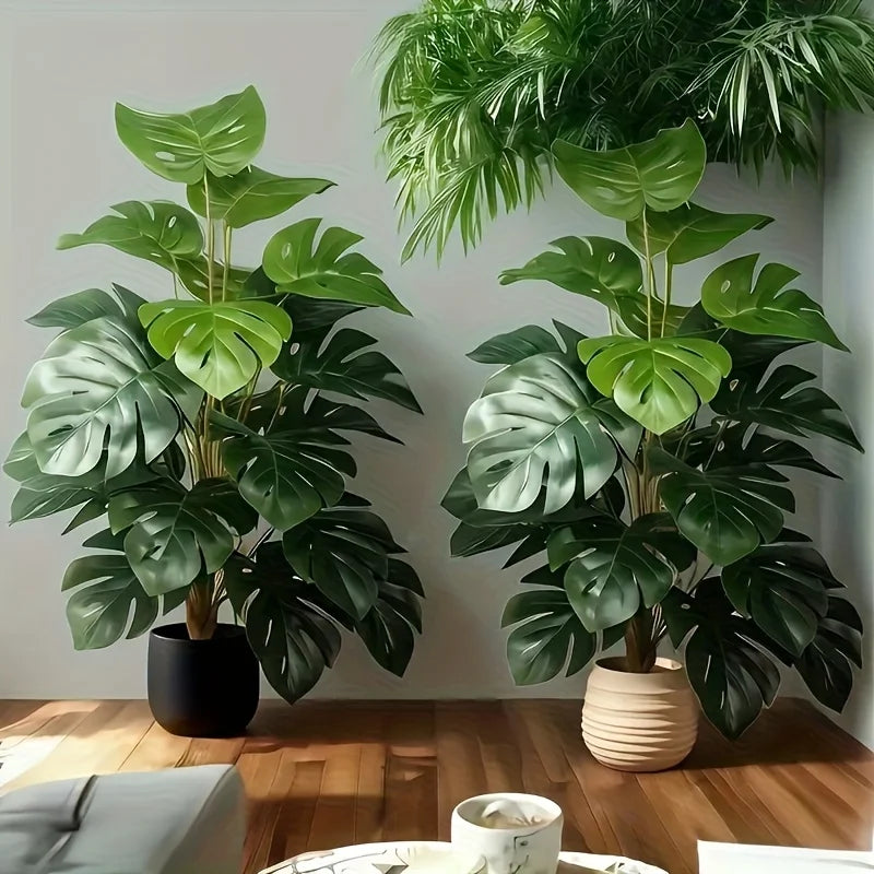 Lifelike Faux Monstera Deliciosa Artificial Swiss Cheese Plant for Modern Home and Office Decor (Unpotted)