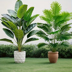 2PC Premium Large Faux Plants Artificial Palm and Banana Tree Set High Quality Realistic Leaves for Home Hotel Decoration