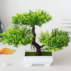 Lifelike Faux Bonsai Tree in White Pot Mini Zen Artificial Plant for Office Desk and Shelf Decor