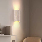 Organic Modern Fluted Natural Stone Wall Sconce Up/Down LED Cylindrical Accent Light for Hallway and Bedroom