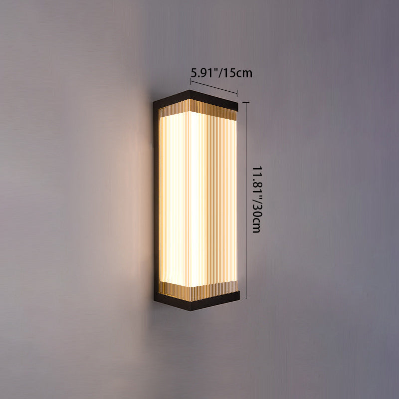 Modern Fluted Acrylic LED Outdoor Wall Sconce Waterproof Tall Exterior Light Fixture for Front Porch and Patio