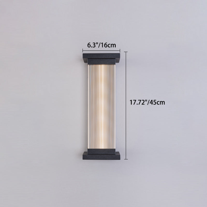 Lámpara de pared moderna minimalista de acero inoxidable acrílico rectangular a rayas impermeable para patio exterior