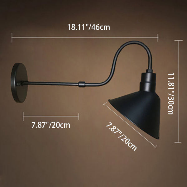 Traditional Vintage Horn Iron 1-Light Outdoor Wall Sconce Lamp For Entryway