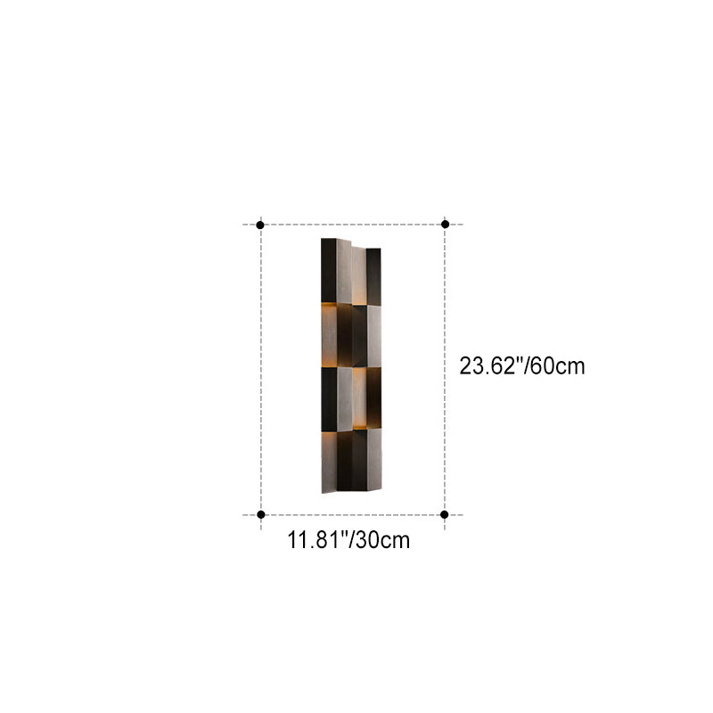 Lámpara de aplique de pared LED rectangular de acero inoxidable, impermeable, estilo retro contemporáneo, para patio exterior