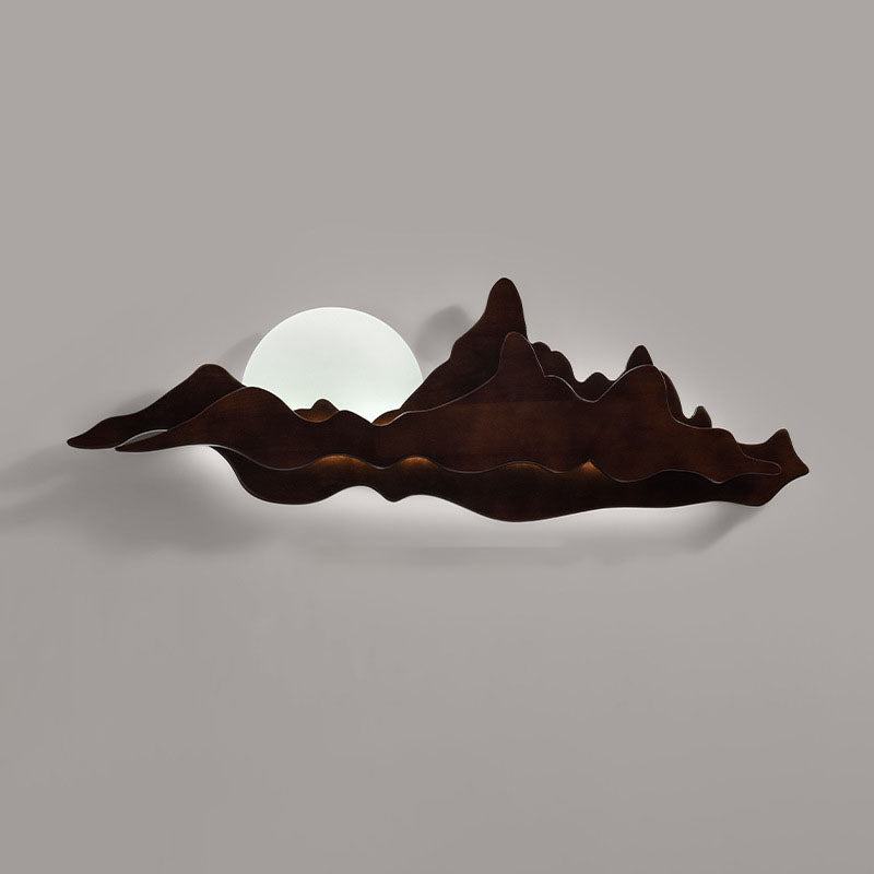 Lámpara de pared LED china tradicional de madera para sala de estar con diseño de paisaje
