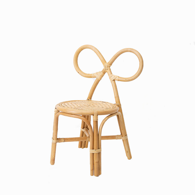 Puf redondo tradicional japonés de mimbre con respaldo – Silla ideal para niños en recibidores