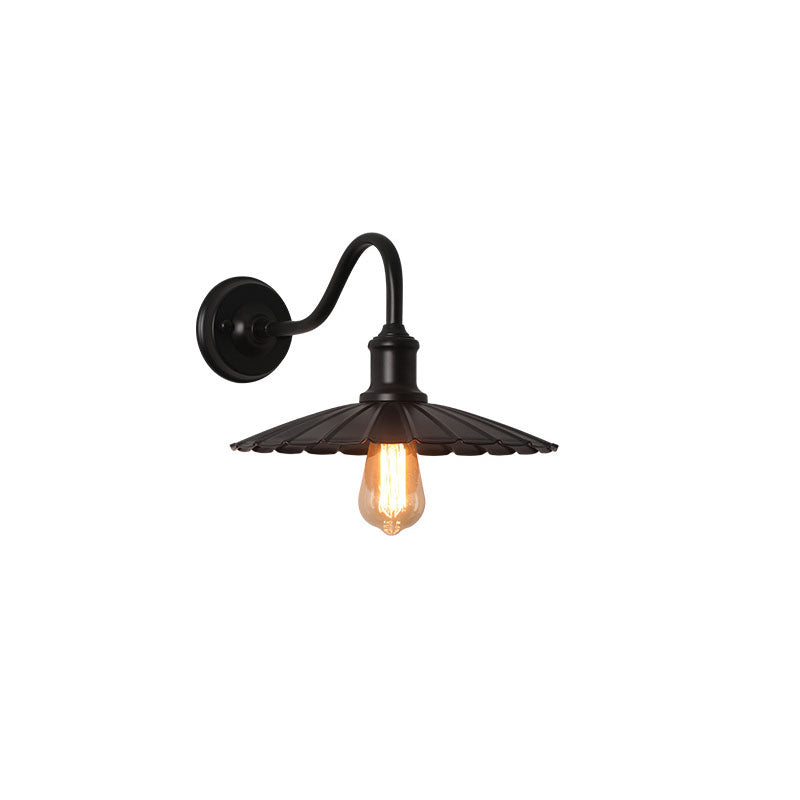 Lámpara de pared moderna minimalista, impermeable, redonda, plisada, con pétalos, de hierro, de 1 luz, para patio exterior