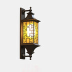 Aplique de pared para exteriores de 1 luz, resistente al agua, con jaula de linterna cuadrada tradicional china para patio exterior