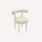 Contemporary Nordic Round Faux Leather Vanity Stool with Iron Frame and Arc Back for Bedroom